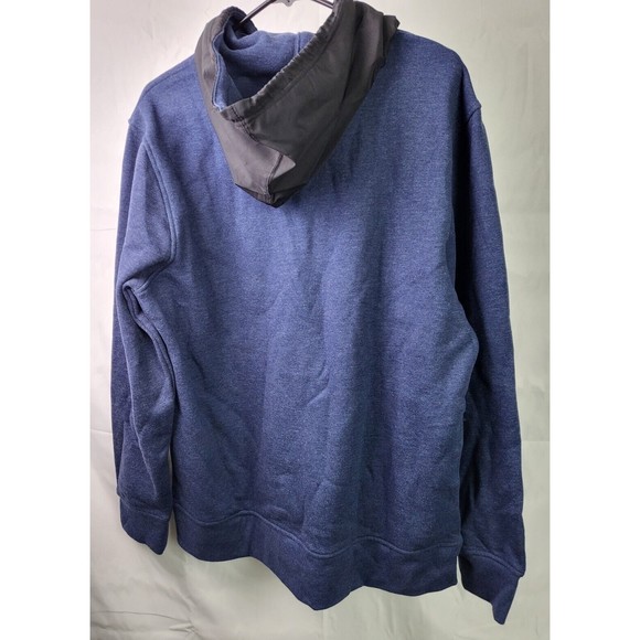 Champion Men's Large Fleece Woven-Mix Half Zip Two Tone Hoodie Navy - Picture 2 of 6